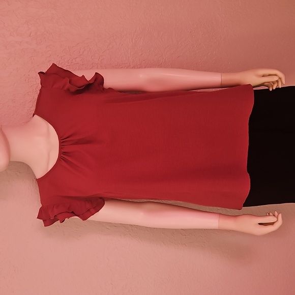 NINE BRITTON Mauve Ruffled Flutter Sleeve Top - Picture 2 of 8